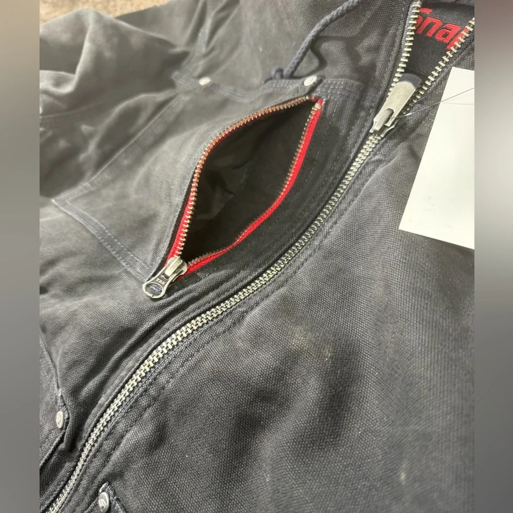 Snap-On Black Canvas Workwear Bomber with Red Lettering - Picture 6 of 16